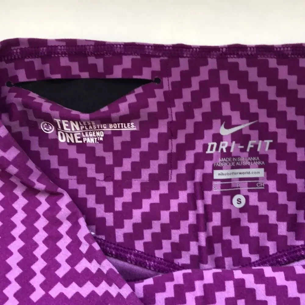 Nike Geometric Pattern Purple Leggings Size S